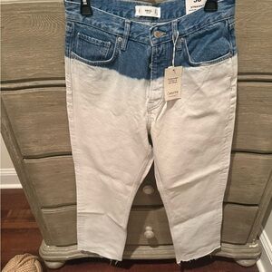 Mango Two-Tone Blue and White Straight Jeans